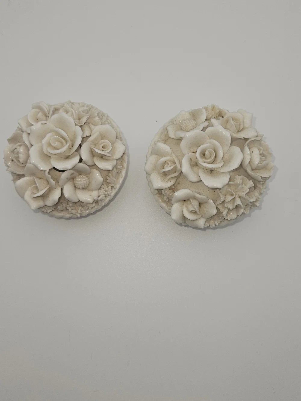 Vintage Japan Ardalt Verithin China Rose Basket Taper white Candle Holder